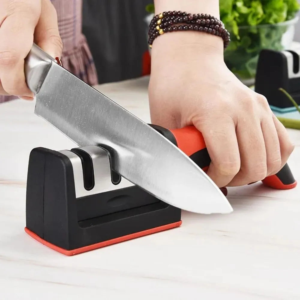 Afilador de Cuchillo Triple Fase Rojo
